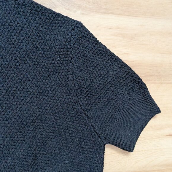 NWT Zara Starfish Button Cardigan Sweater Medium Navy Textured Knit Gold Button - Picture 6 of 6